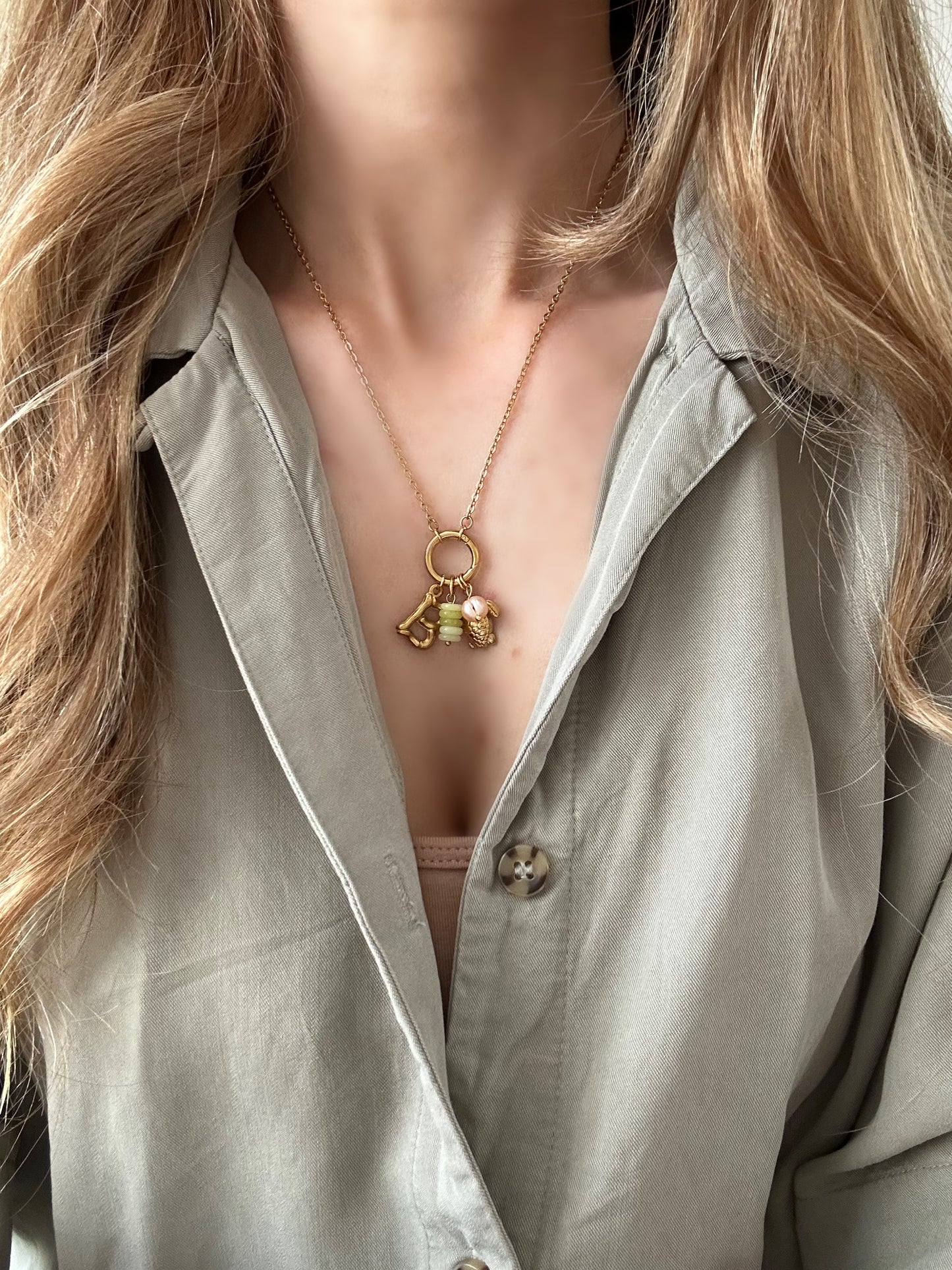 Summer vibes gold charm necklace - personalise
