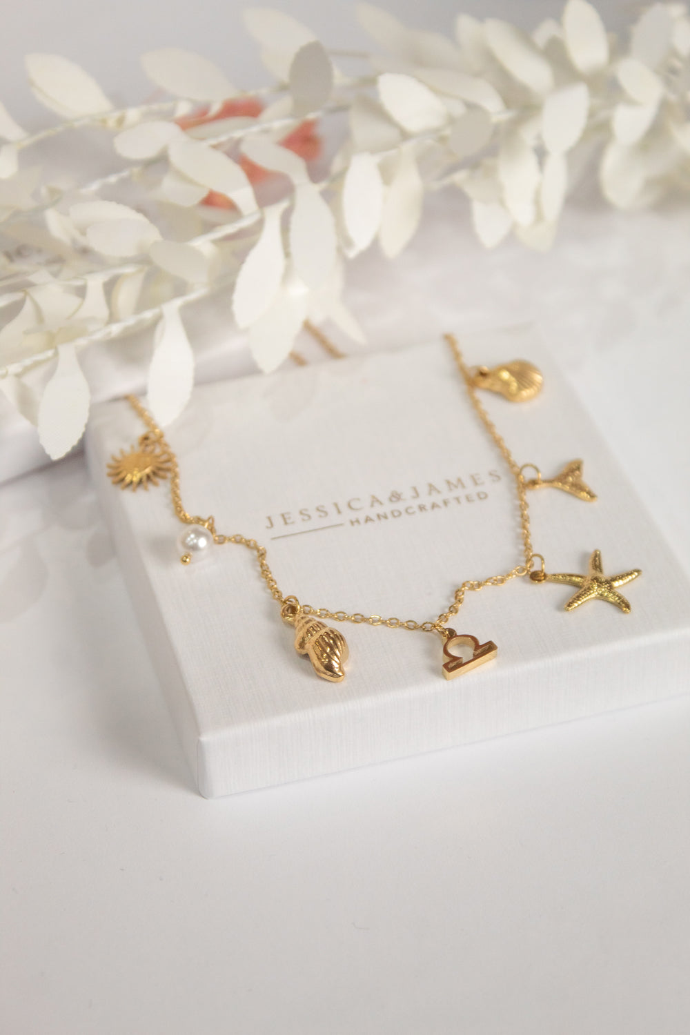 Summer beach gold charm necklace - personalise