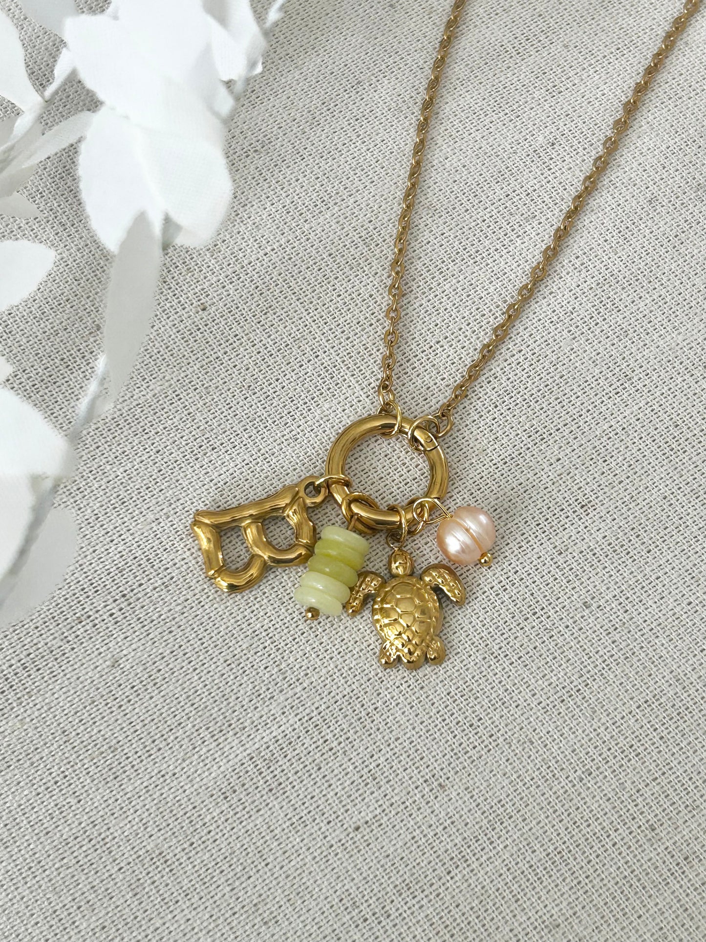 Summer vibes gold charm necklace - personalise