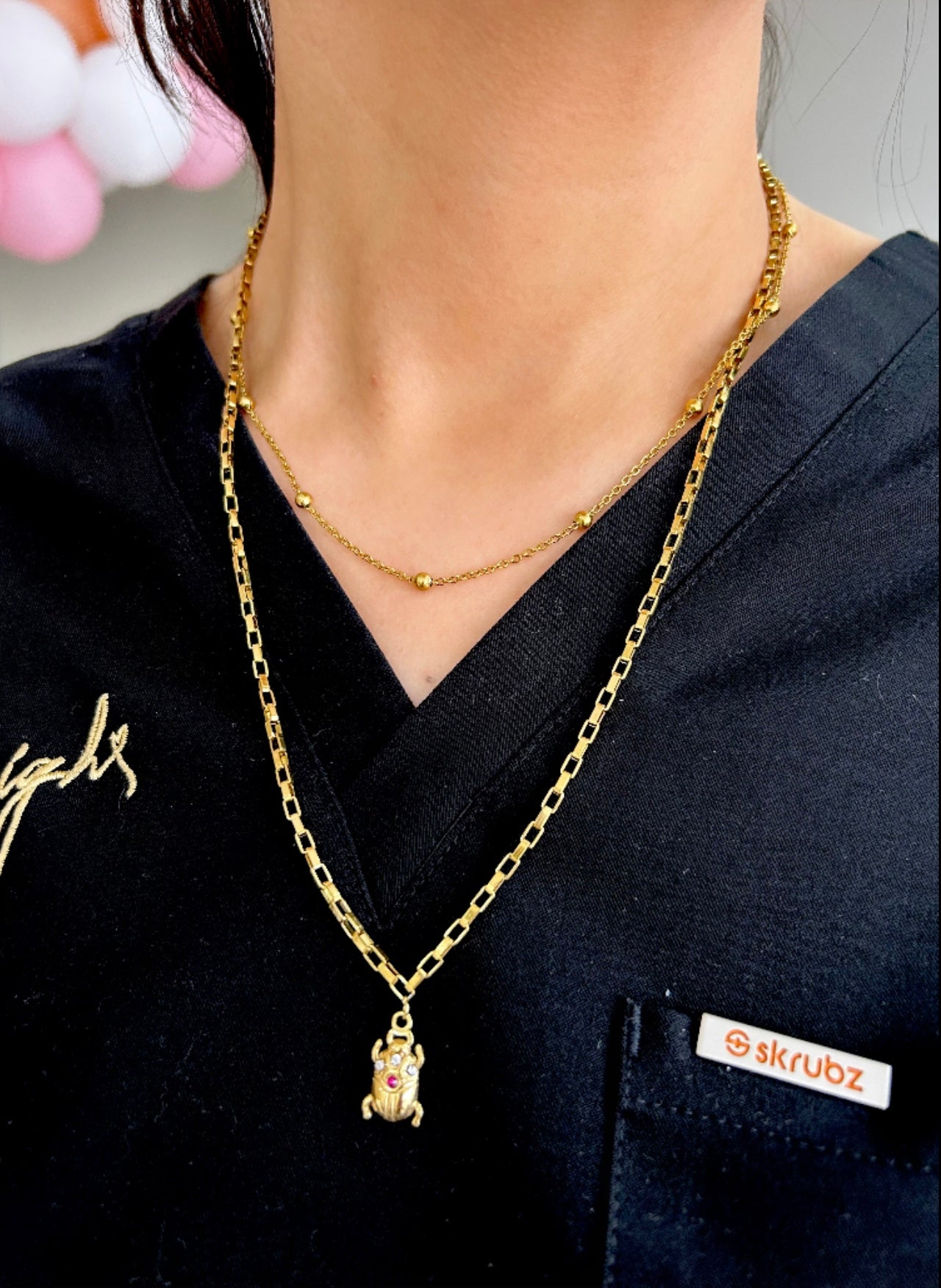 Egyptian beetle goddess necklace in gold