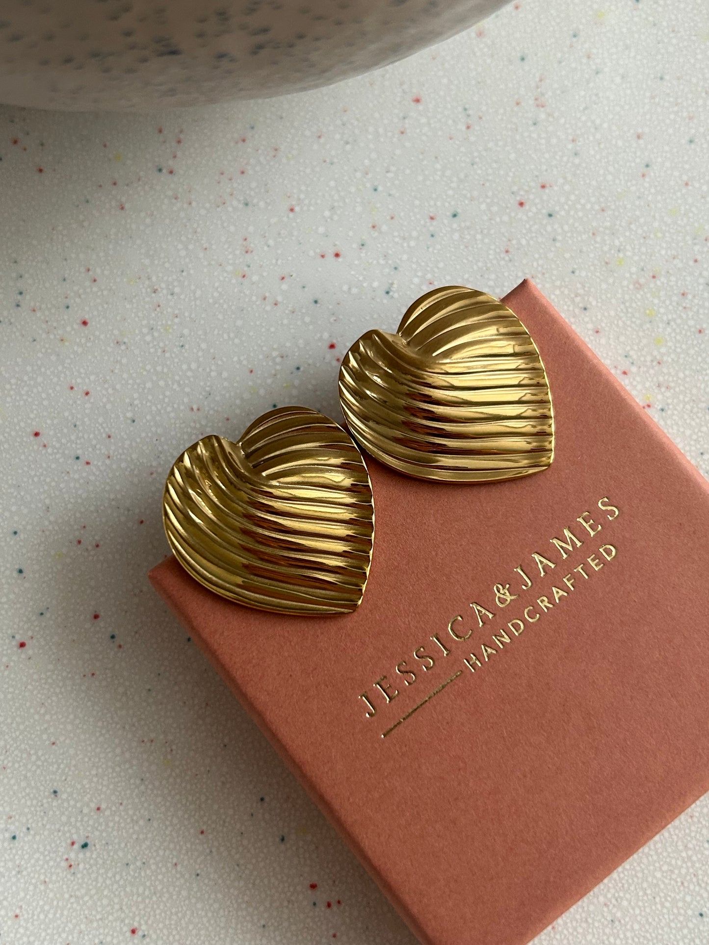 Chocolate box gold heart stud earrings
