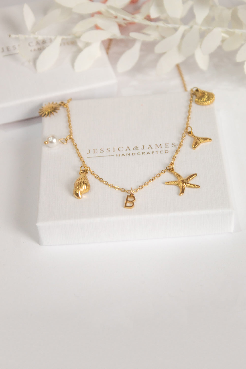 Summer beach gold charm necklace - personalise