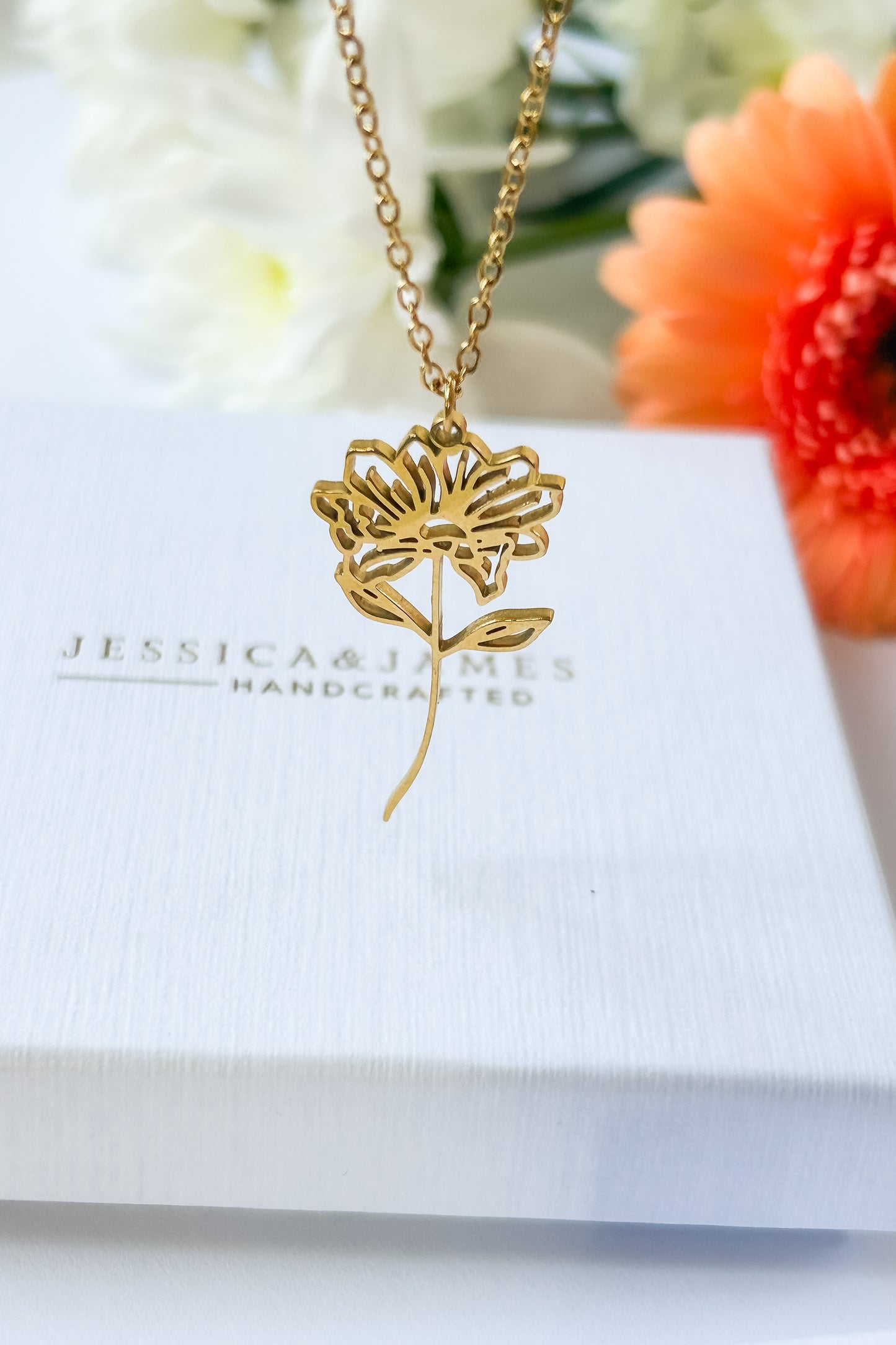 Dahlia flower necklace