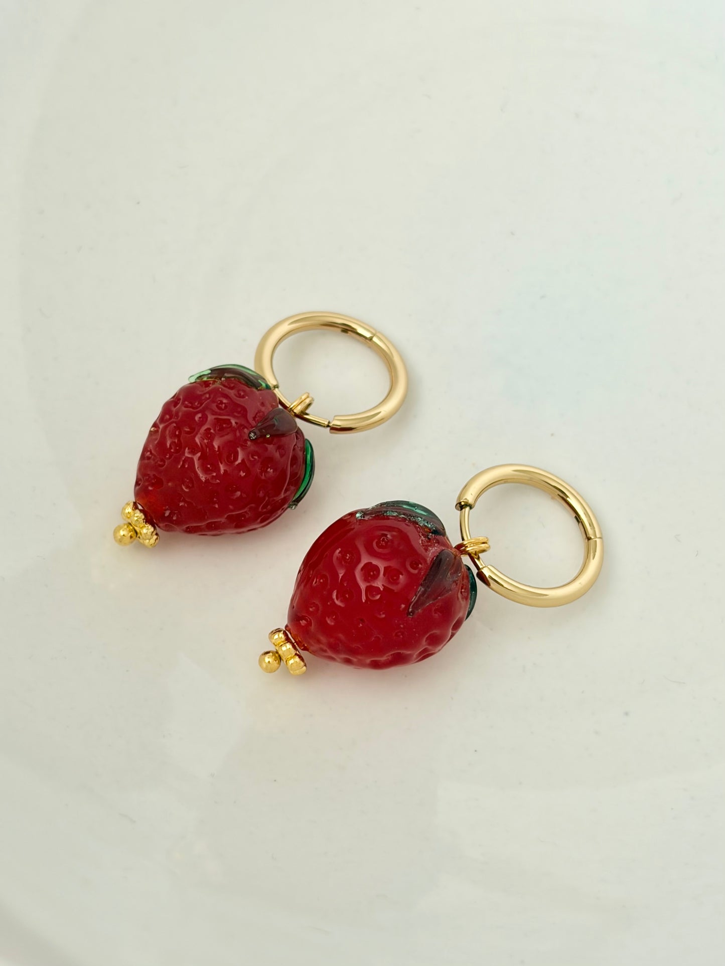 Strawberry huggie hoop earrings