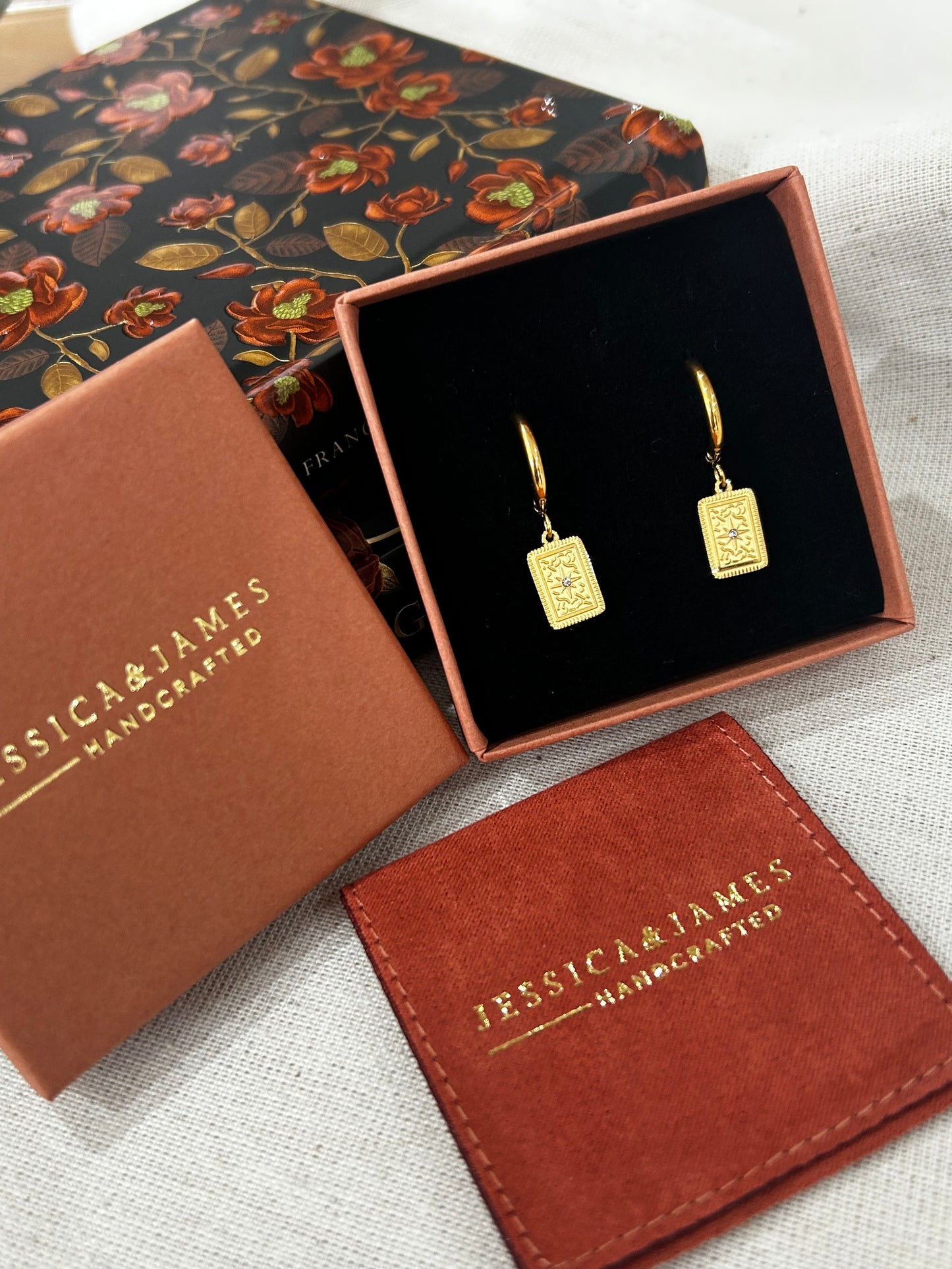 Card of Stars huggie hoop earrings