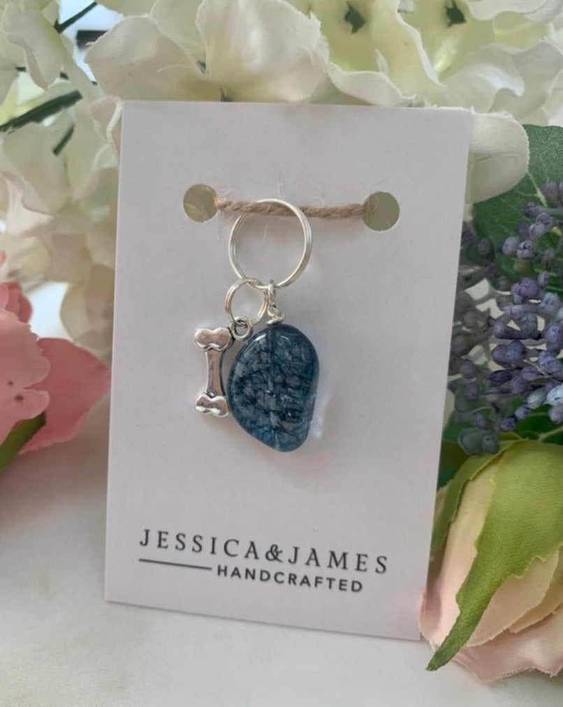 Large agate pet collar charm - crackle agate for sleep | separation anxiety