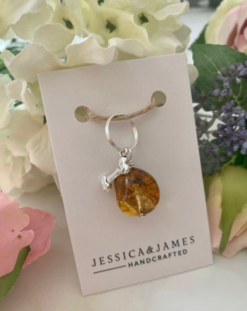 Large agate pet collar charm - crackle agate for sleep | separation anxiety