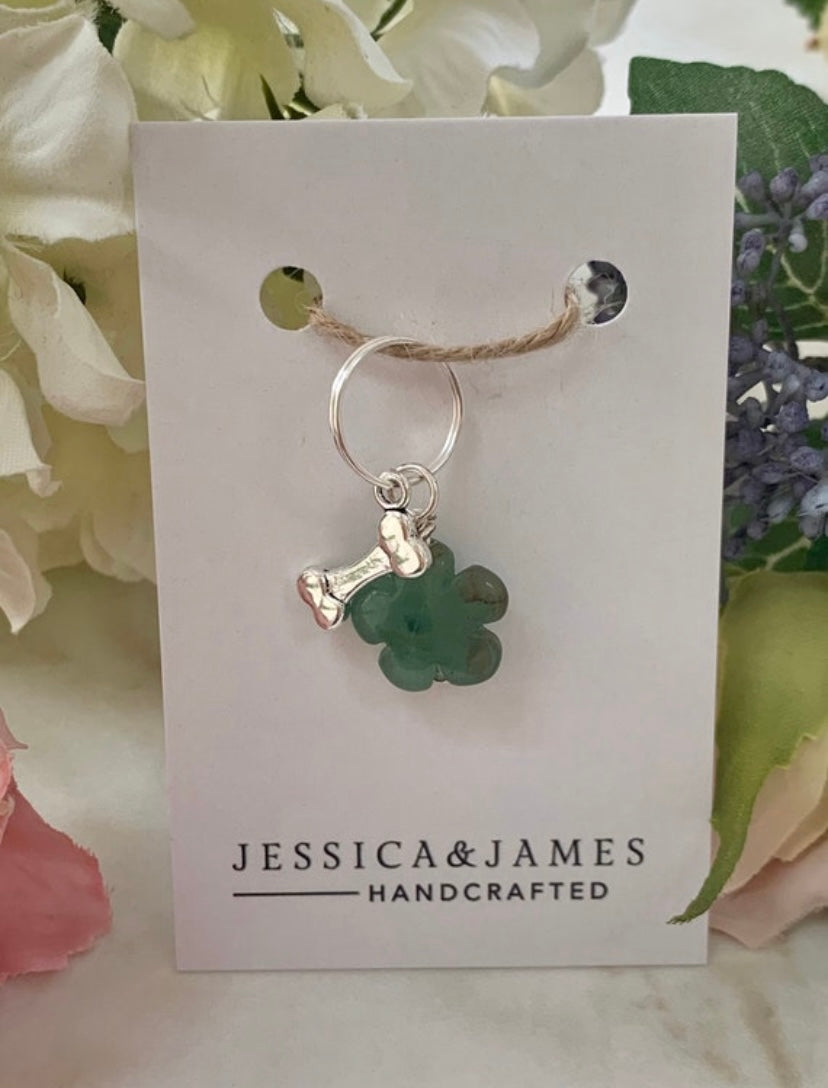 Green Aventurine collar charm - rescue pets | bonding | crystal pet tag