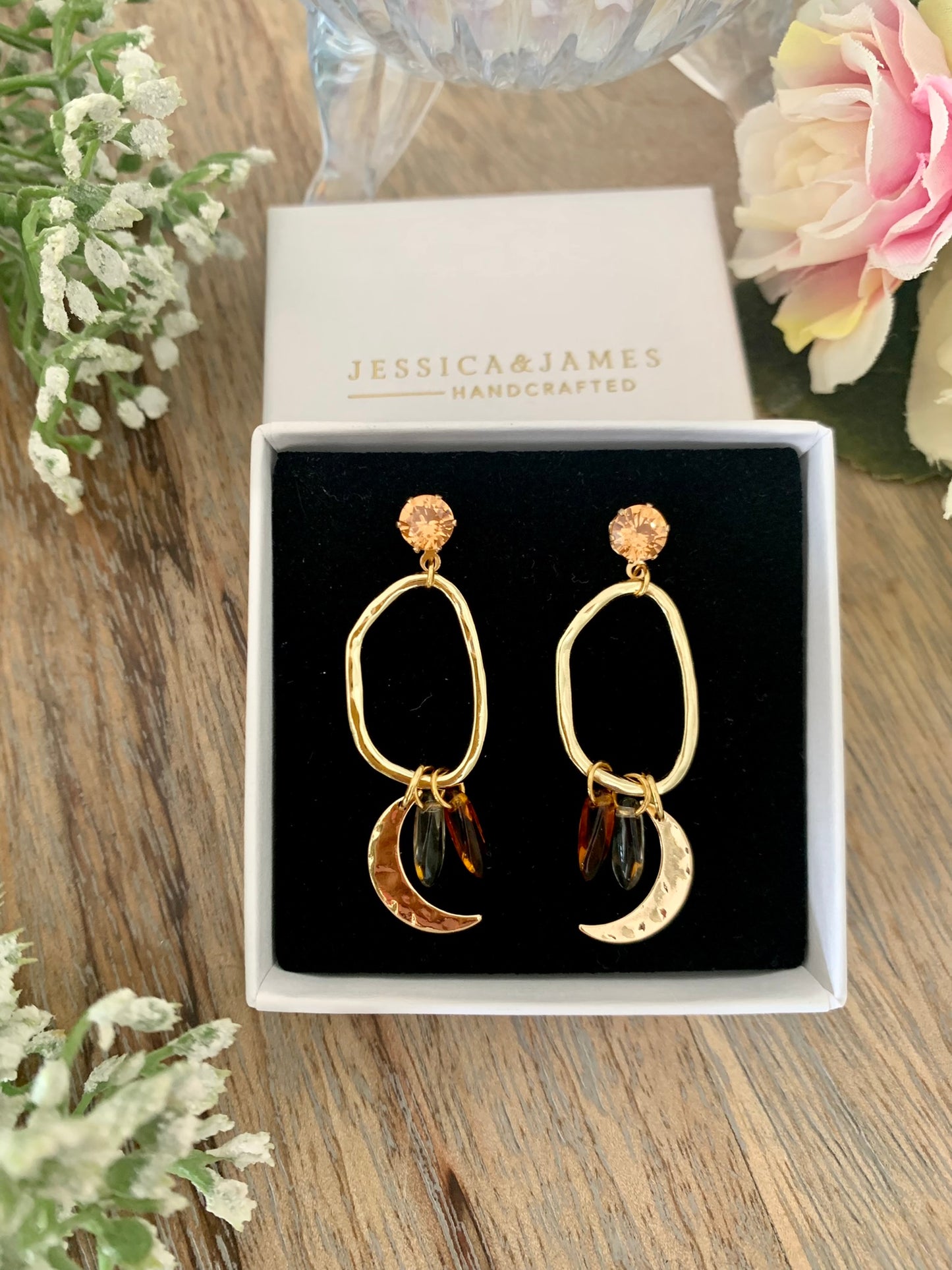 To the moon and back drop earrings