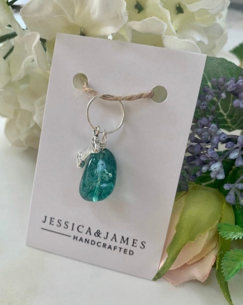 Large agate pet collar charm - crackle agate for sleep | separation anxiety
