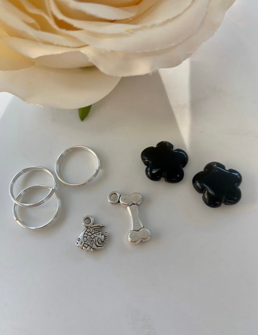 Black onyx pet tag - calming collar charm