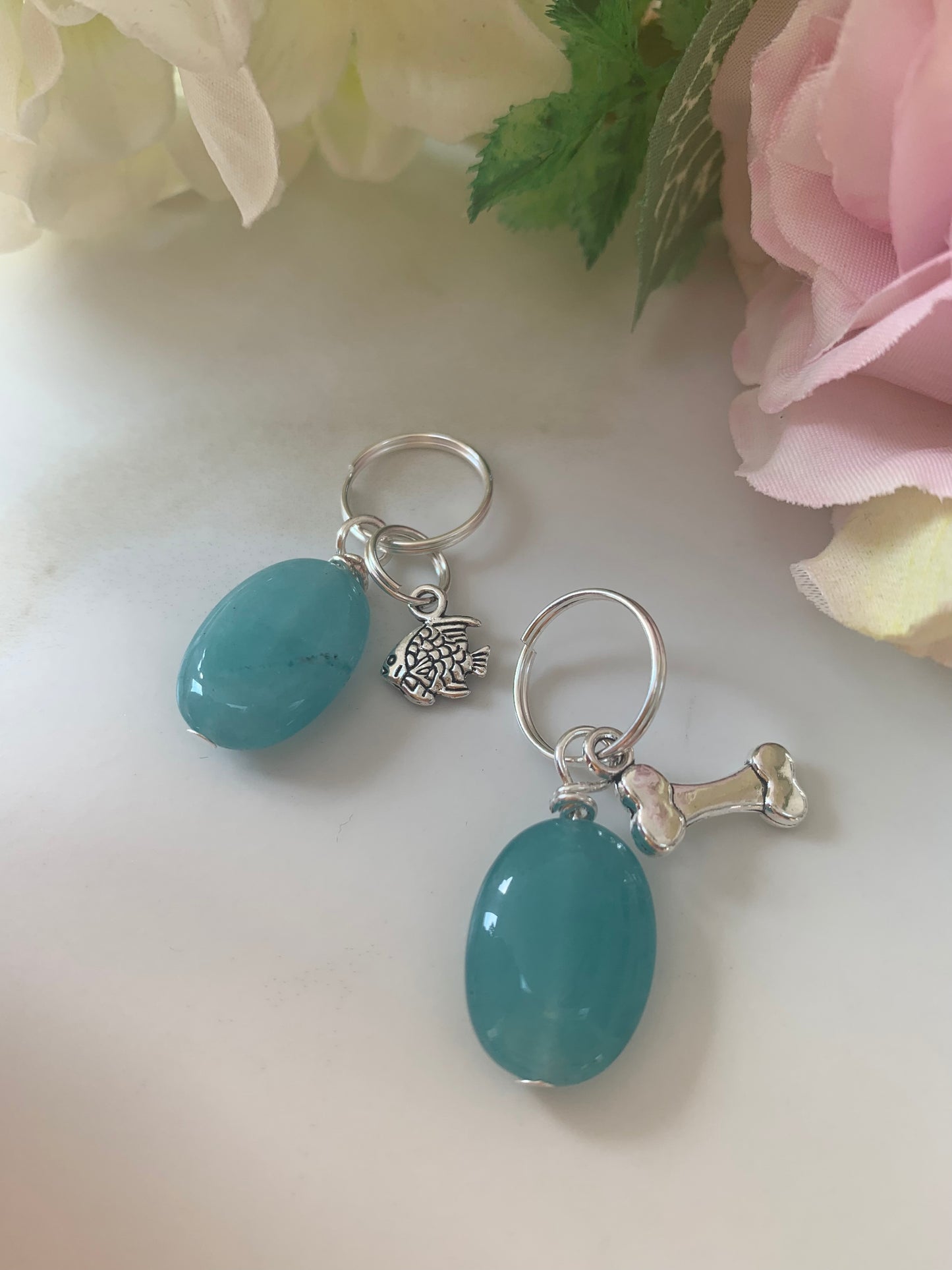 Blue quartz collar charm - happiness stone
