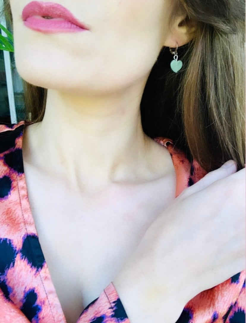 Green Aventurine Heart Earrings