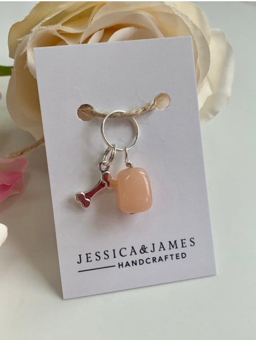 Peach moonstone collar charm - stress | anxiety