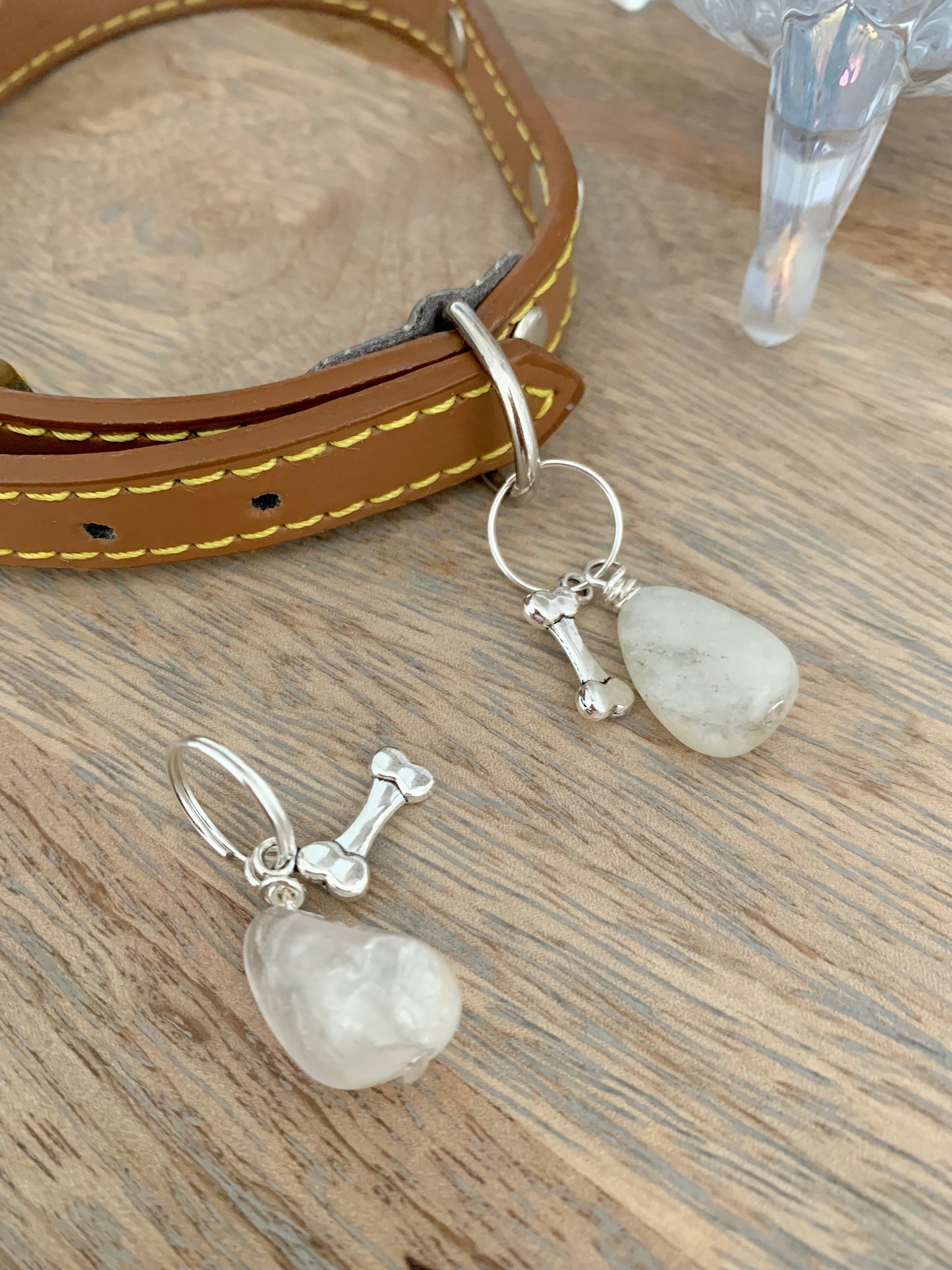 Large Citrine dog collar charm | Reduce excessive barking dogs