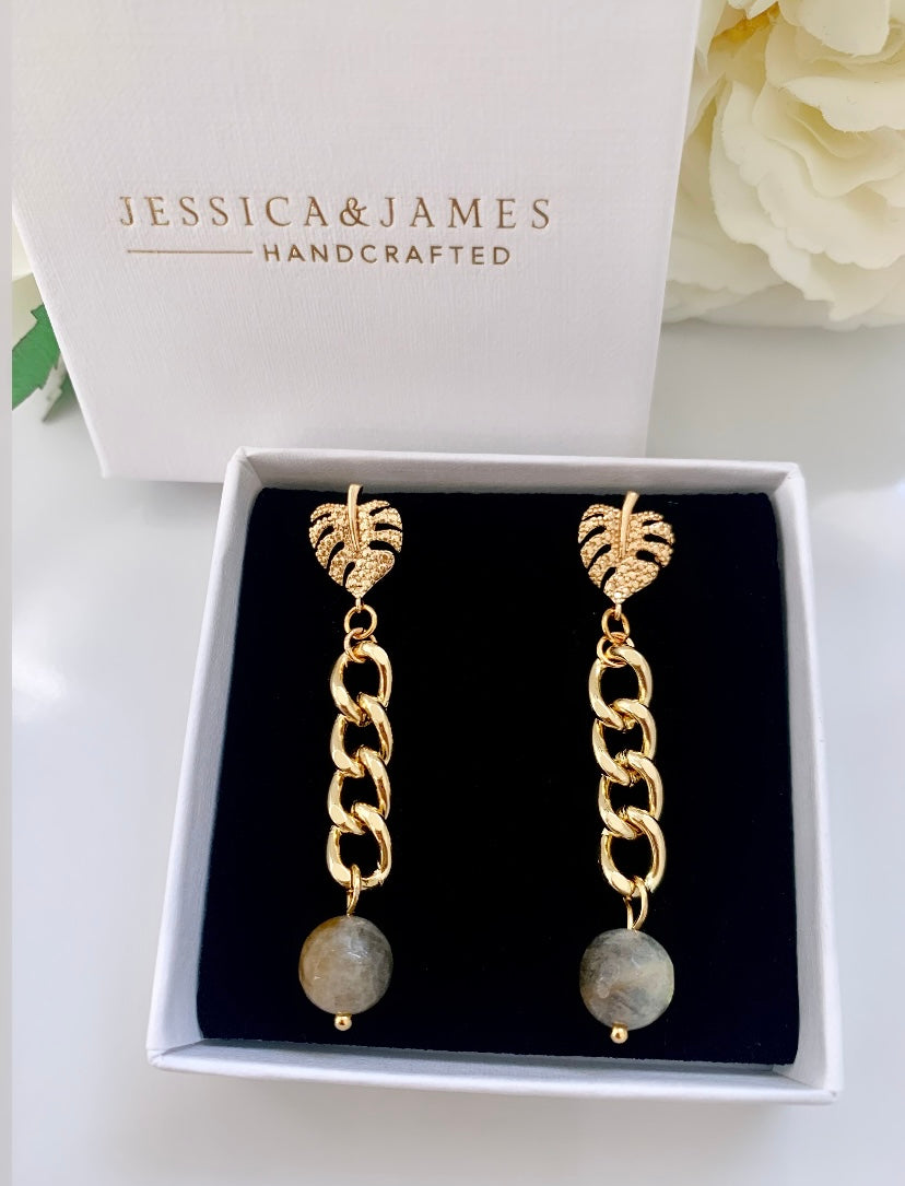 Labradorite chunk earrings