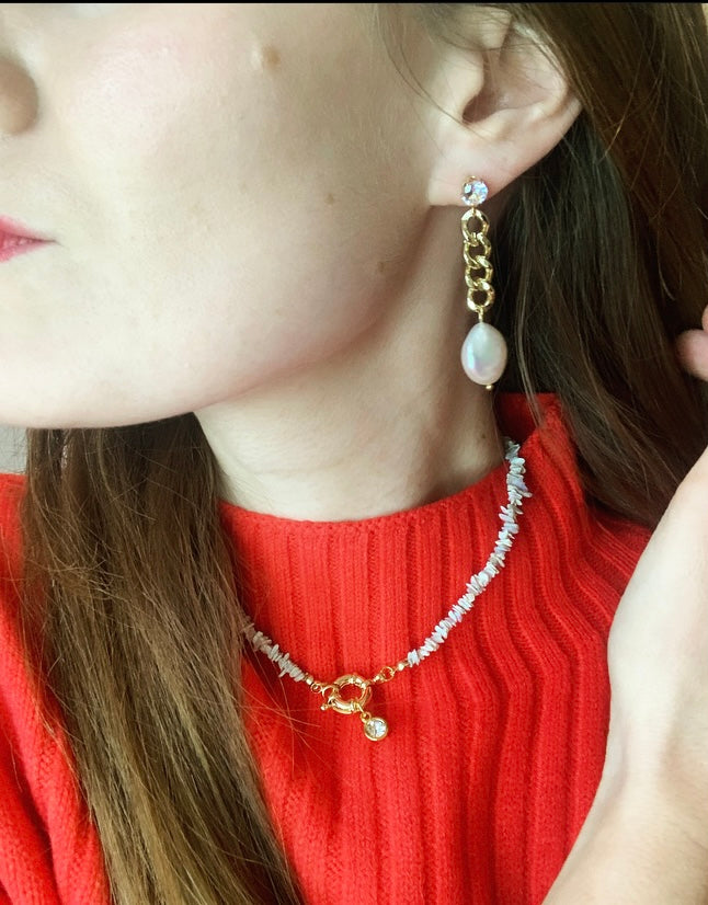 Keisha pearl chunk earrings