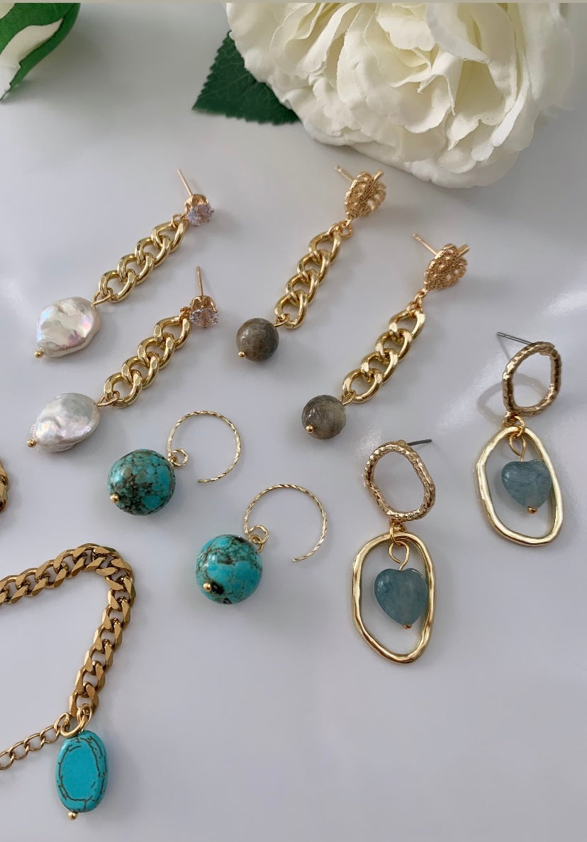 Keisha pearl chunk earrings