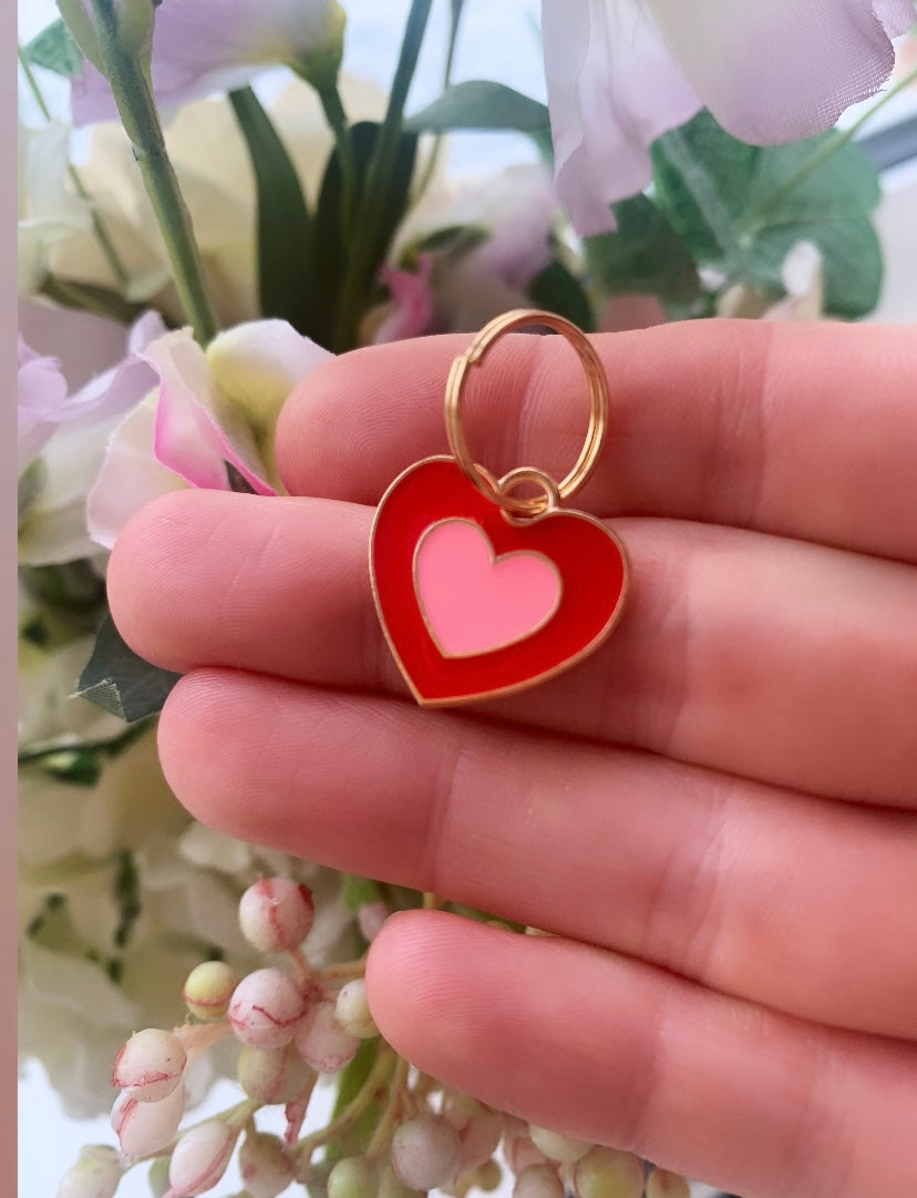 Heart enamel pet collar charm