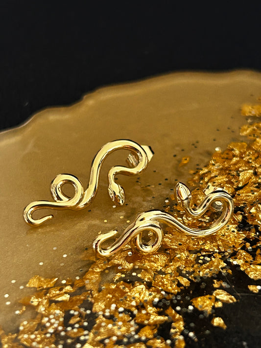 Snake gold spiral earrings