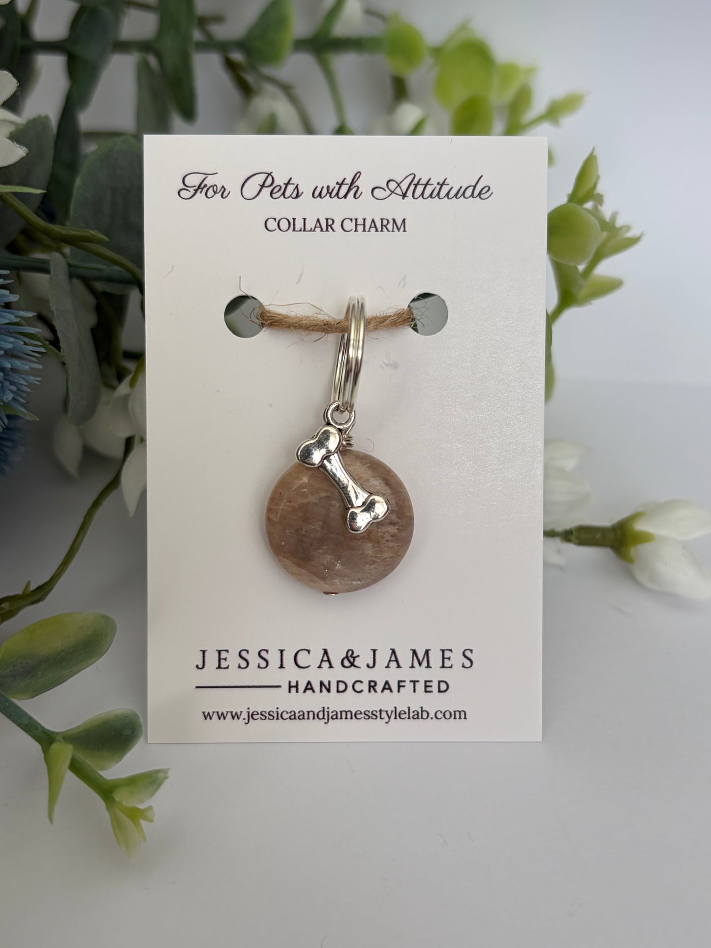 Sunstone large dog collar charm | emotional joy, dog happiness, stiff joints