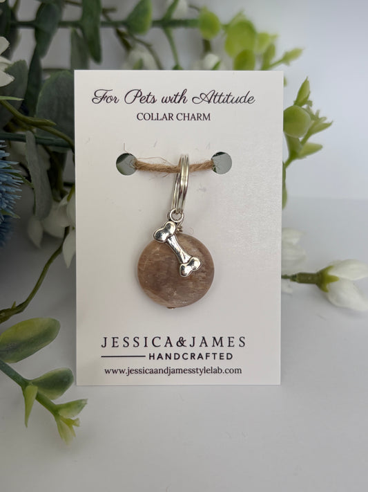 Sunstone dog collar charm | emotional joy, dog happiness, stiff joints