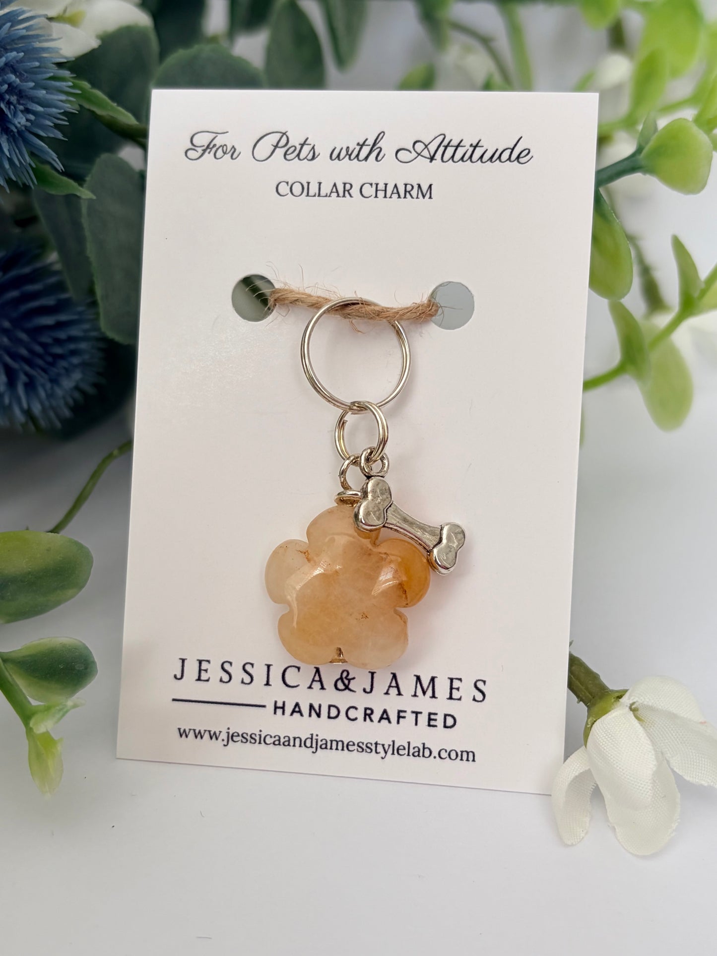 Citrine dog collar charm | crystal for dogs | active hyperactive dogs