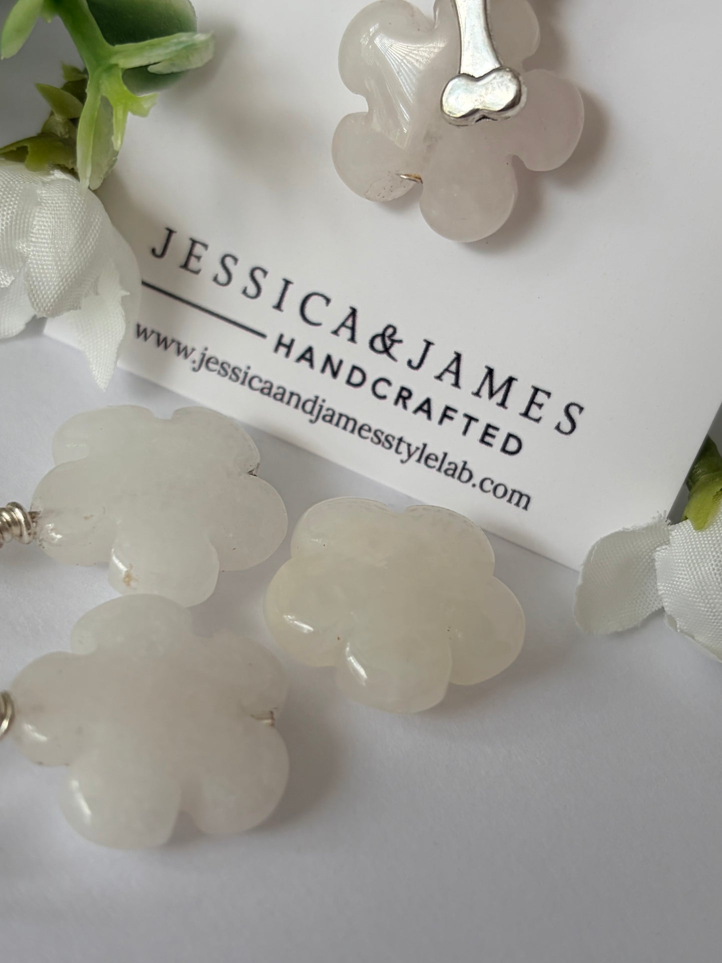 Snow White quartz dog collar accessory- calming collar charm, milky quartz