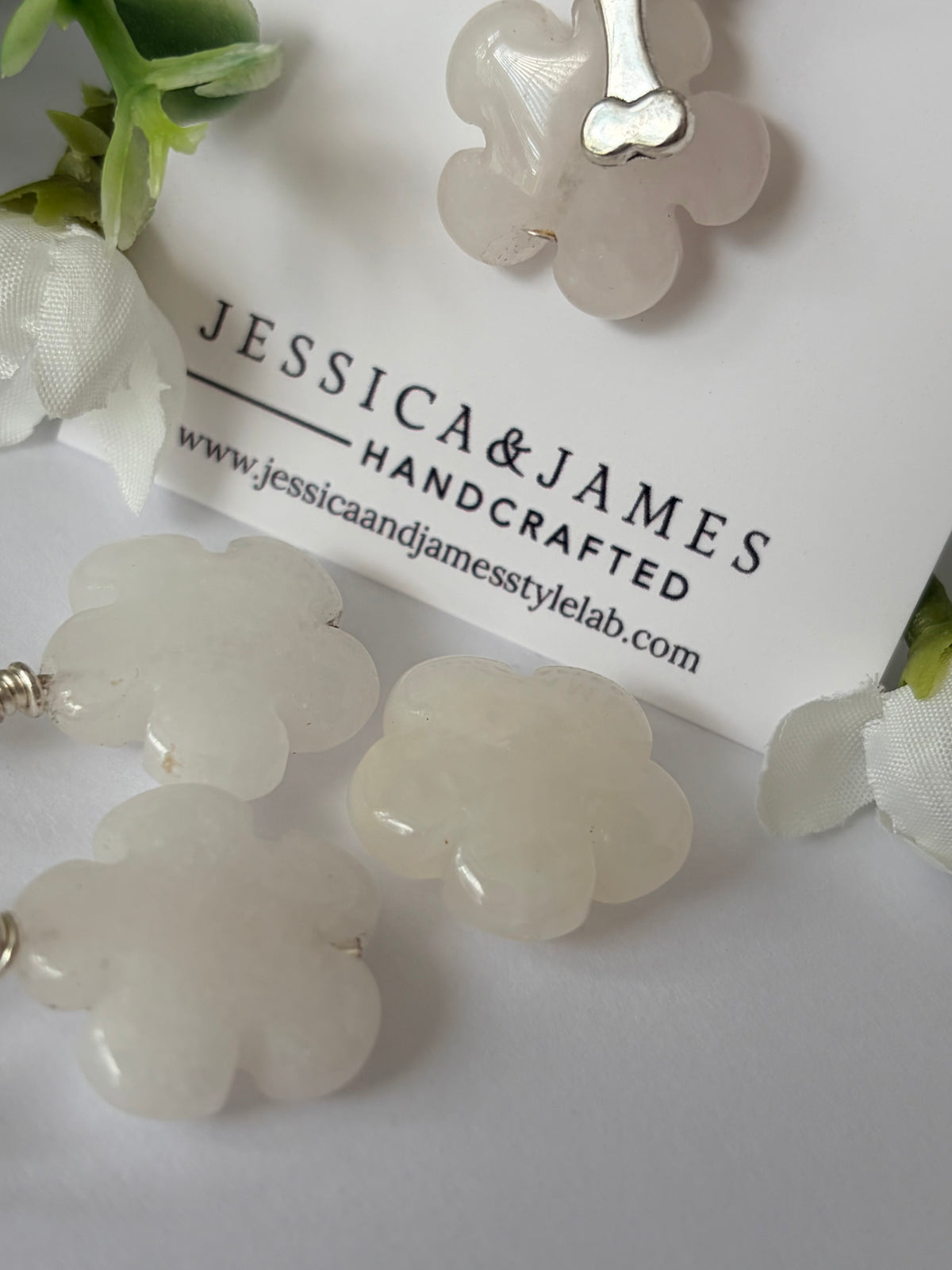 Snow White quartz dog collar accessory- crystal collar charm, milky quartz