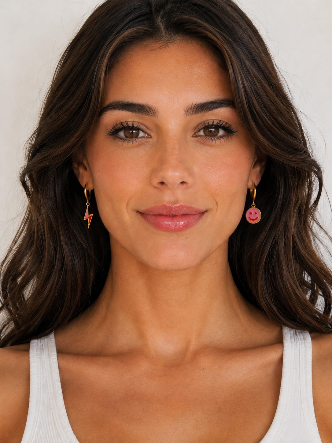 Funky charm huggie hoop earrings in gold