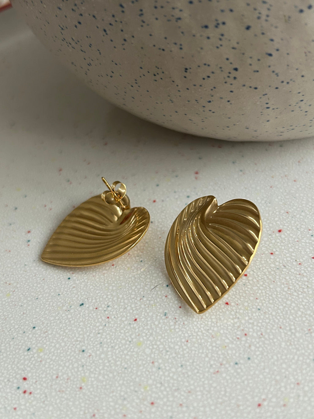 Chocolate box gold heart stud earrings