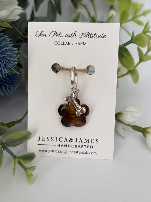 Tigers eye pet tag charm - grounding | uplifting | good luck collar charm for dogs