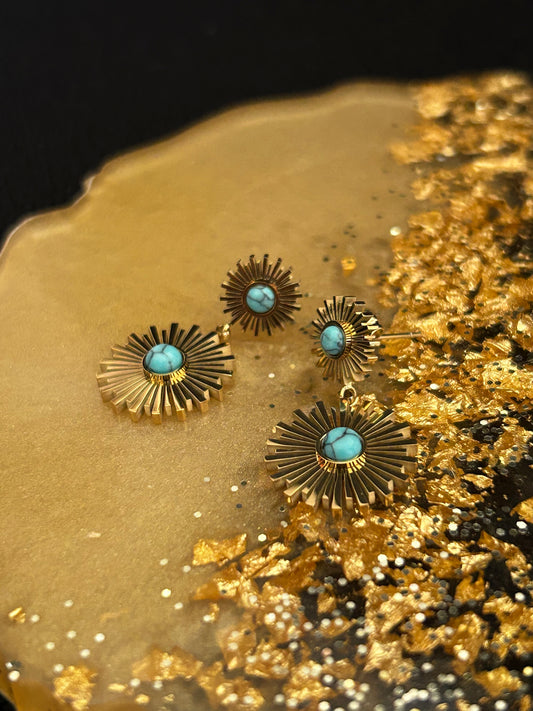 Turquoise boho star earrings