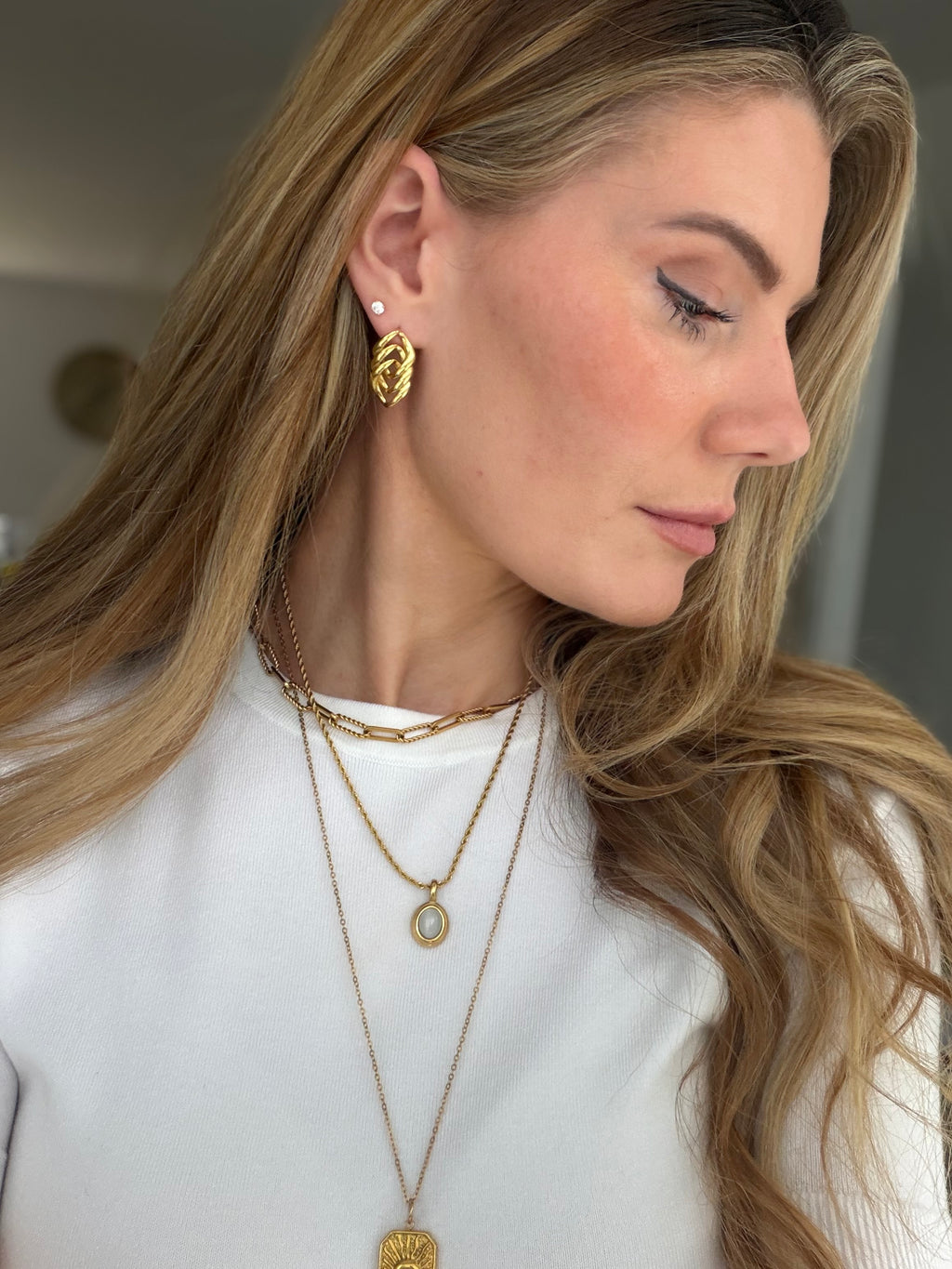 Chain link earrings in gold