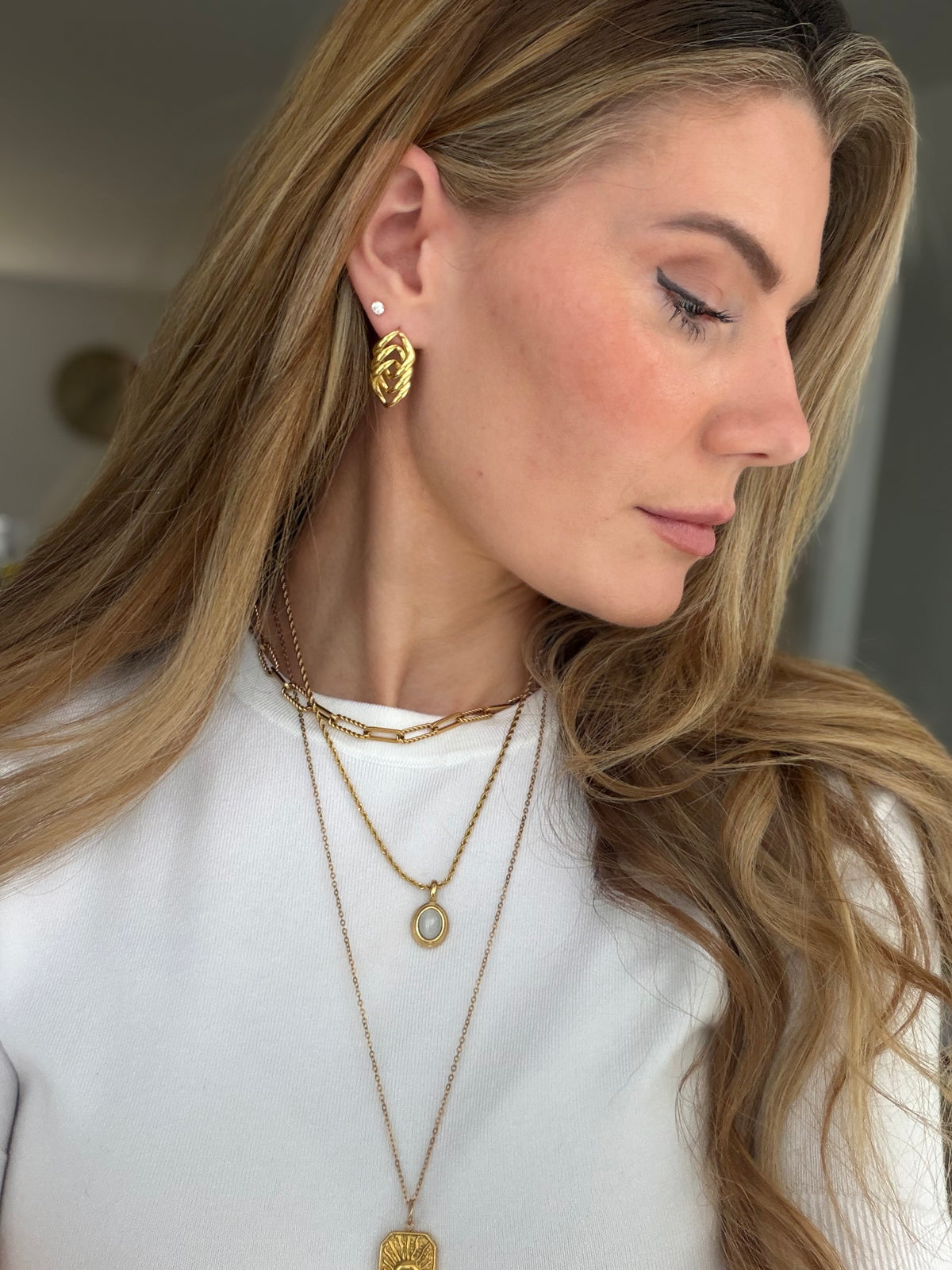 Chain link earrings in gold