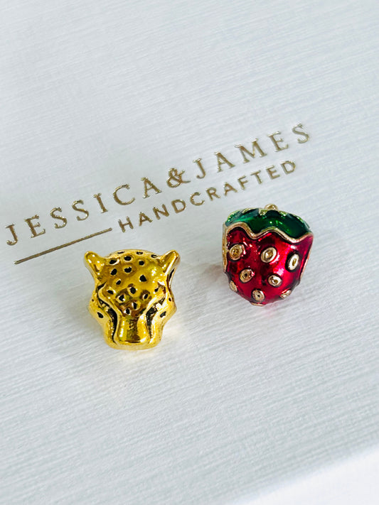 Gold Tiger Strawberry shoe Charm pack | Charms for Trainers | Cute shoe accessories