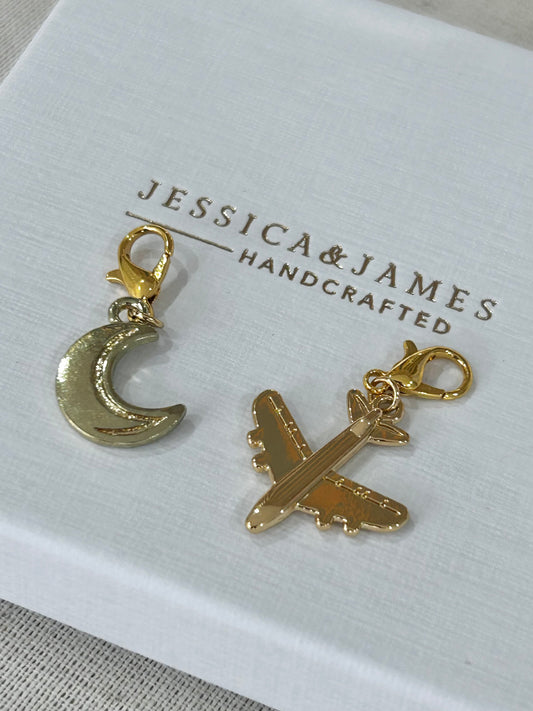 Fly me to the Moon shoe Charm pack | Gold Charms for Trainers | Cute shoe accessories