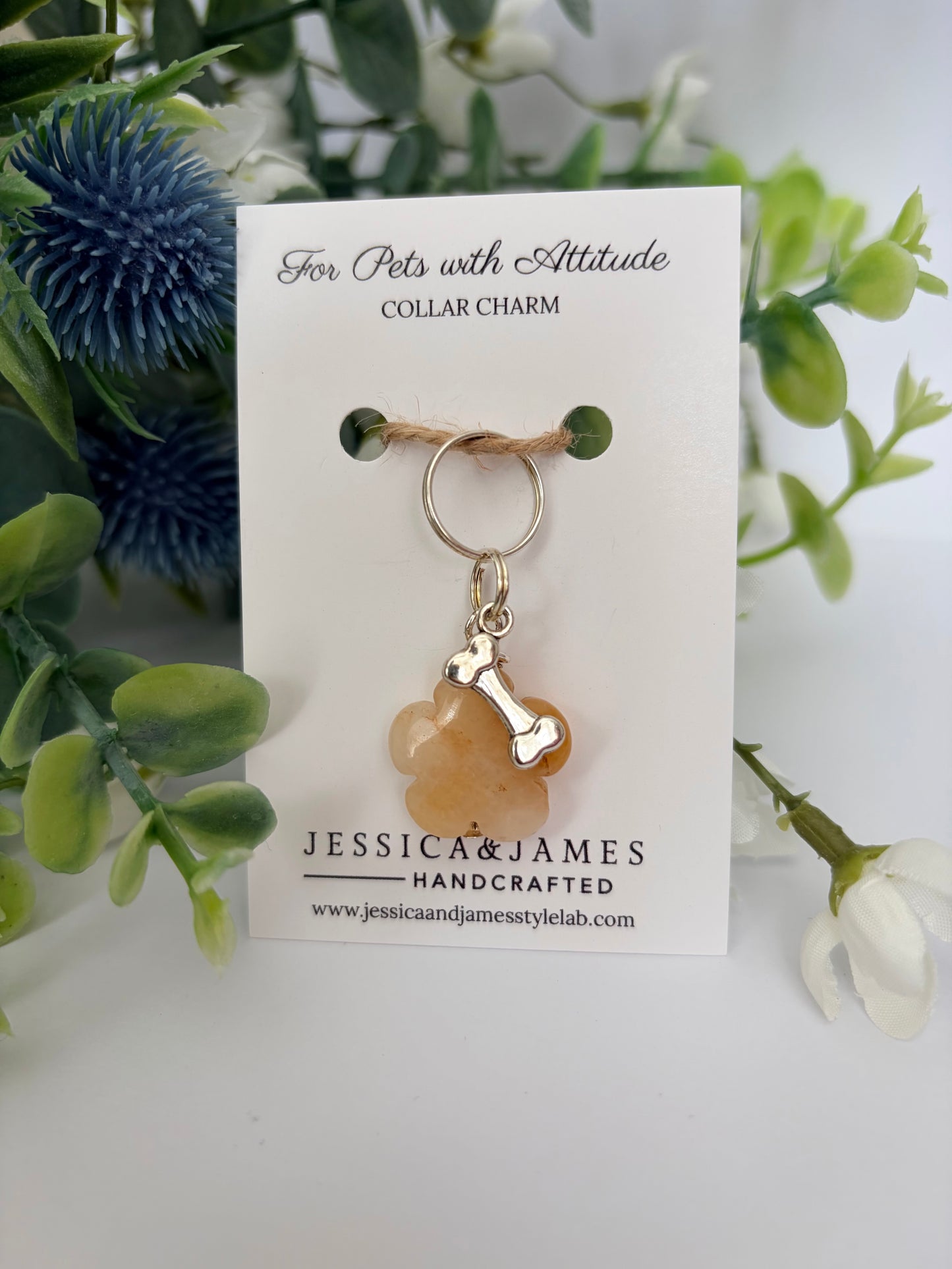 Citrine dog collar charm | crystal for dogs | active hyperactive dogs