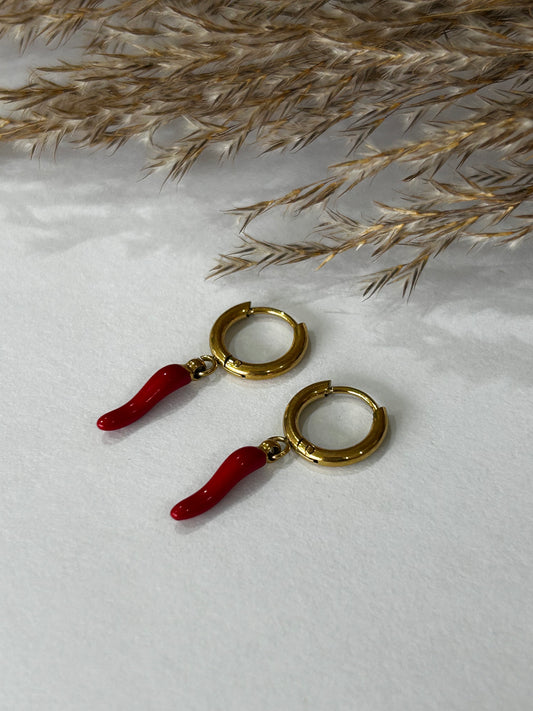 Chilli pepper huggie hoop earrings