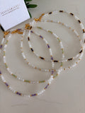 Moonstone beaded summer necklace gold - choice of natural gemstone
