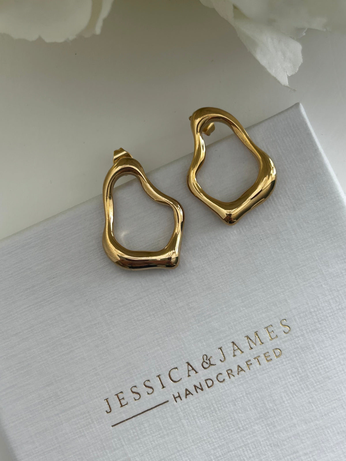 Molten Pear Abstract gold earrings