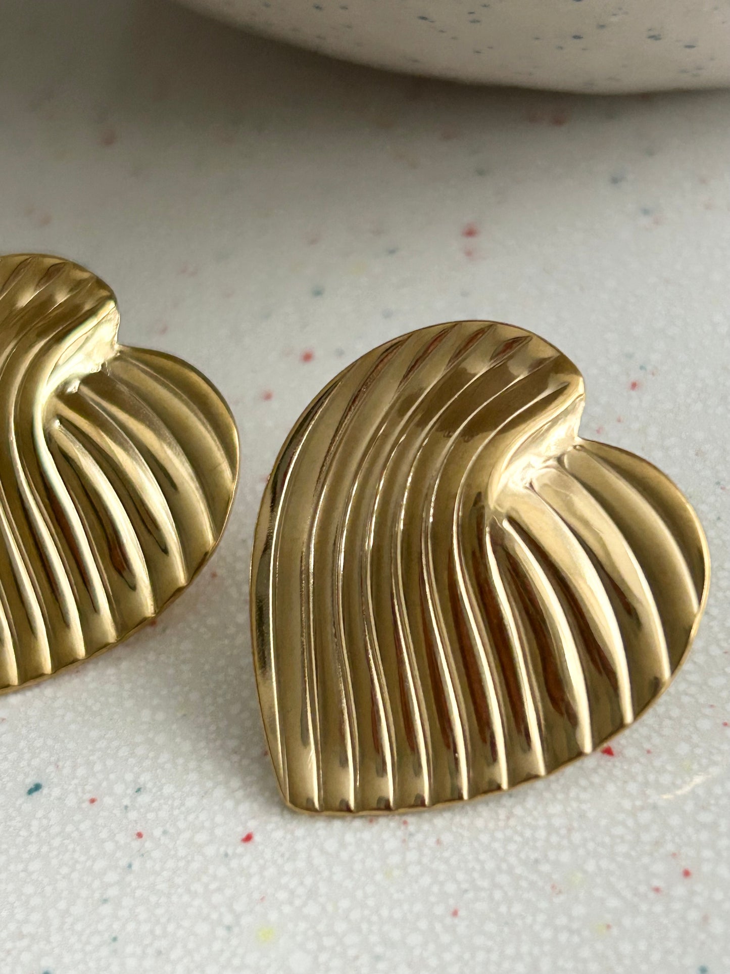 Chocolate box gold heart stud earrings