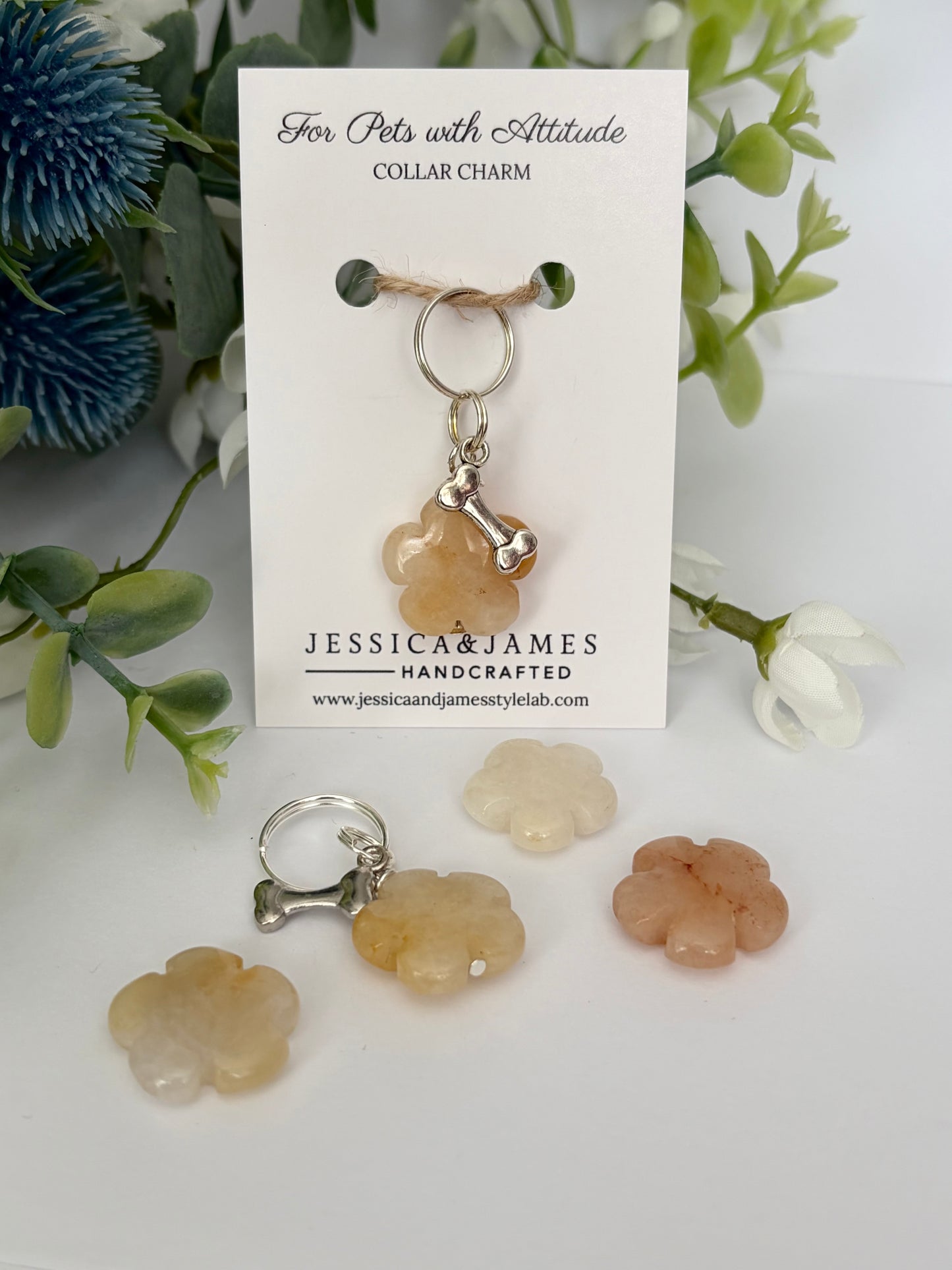Citrine dog collar charm | crystal for dogs | active hyperactive dogs