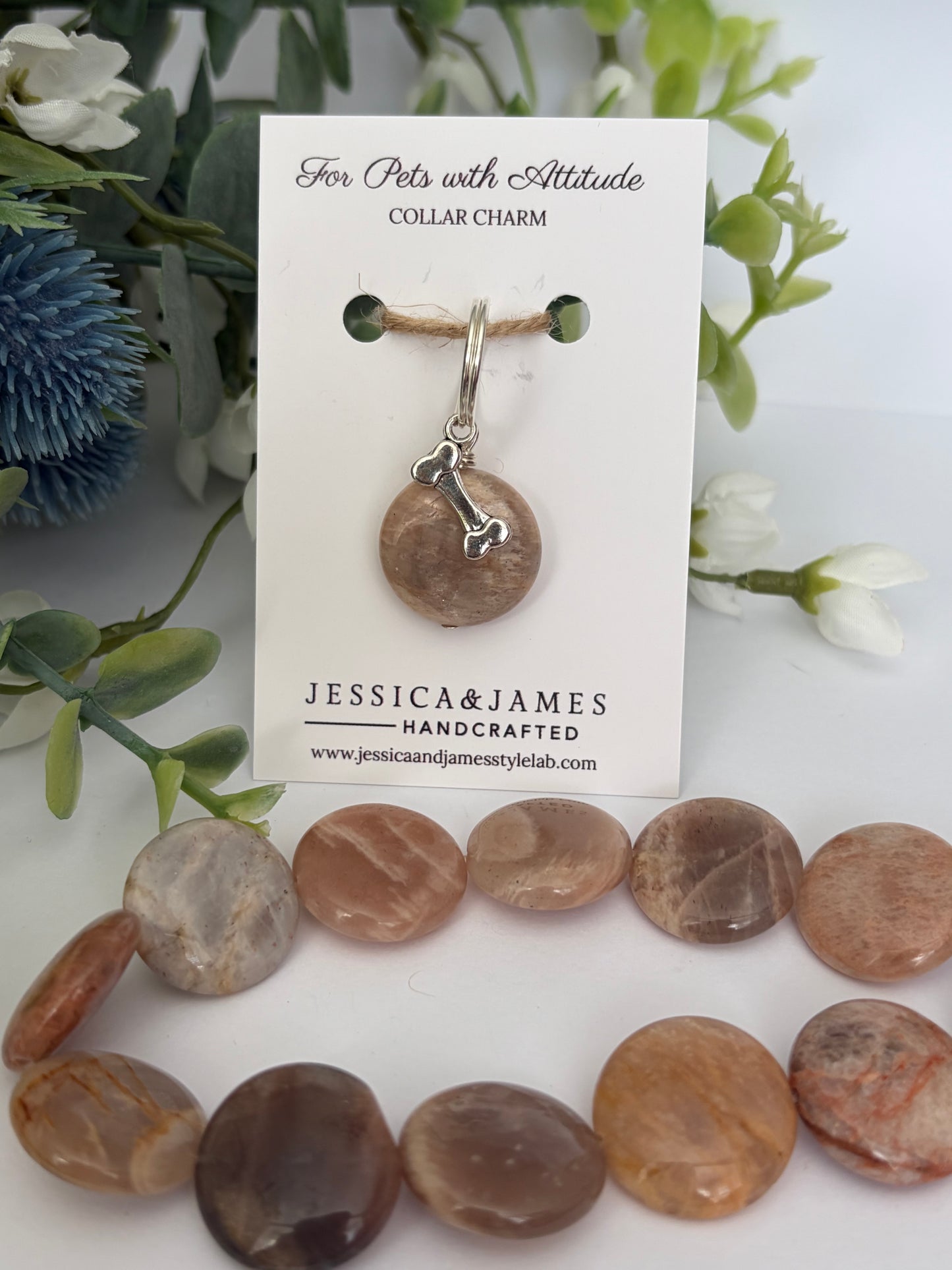 Sunstone large dog collar charm | emotional joy, dog happiness, stiff joints