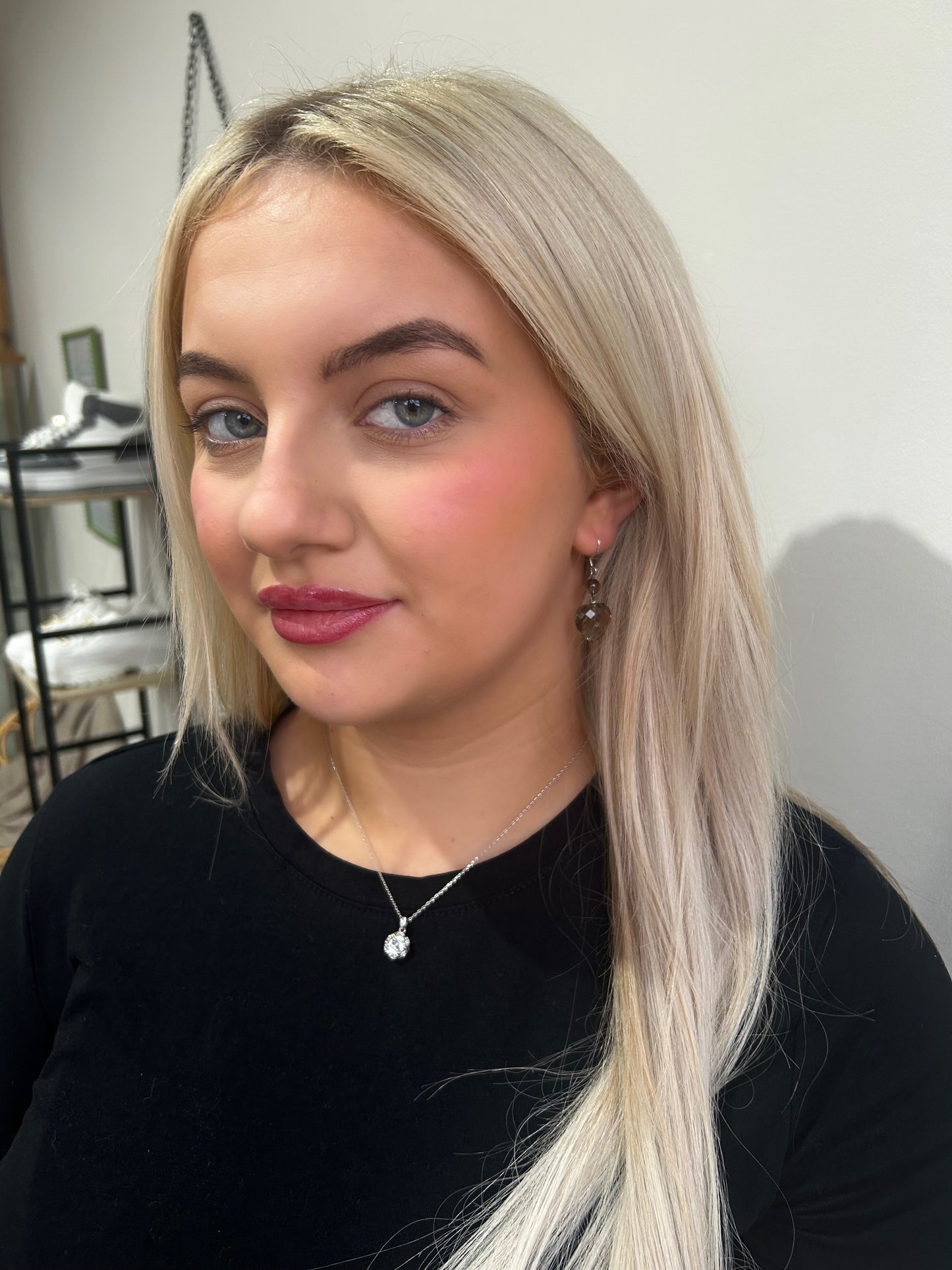 Sterling silver Smokey quartz heart earrings