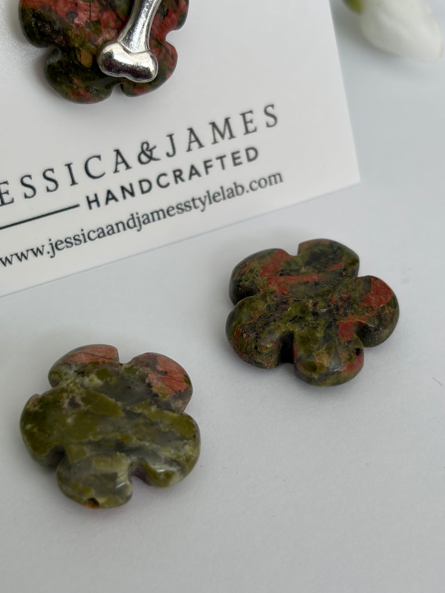 Unakite gemstone for dogs, crystal collar charm for rescue dogs
