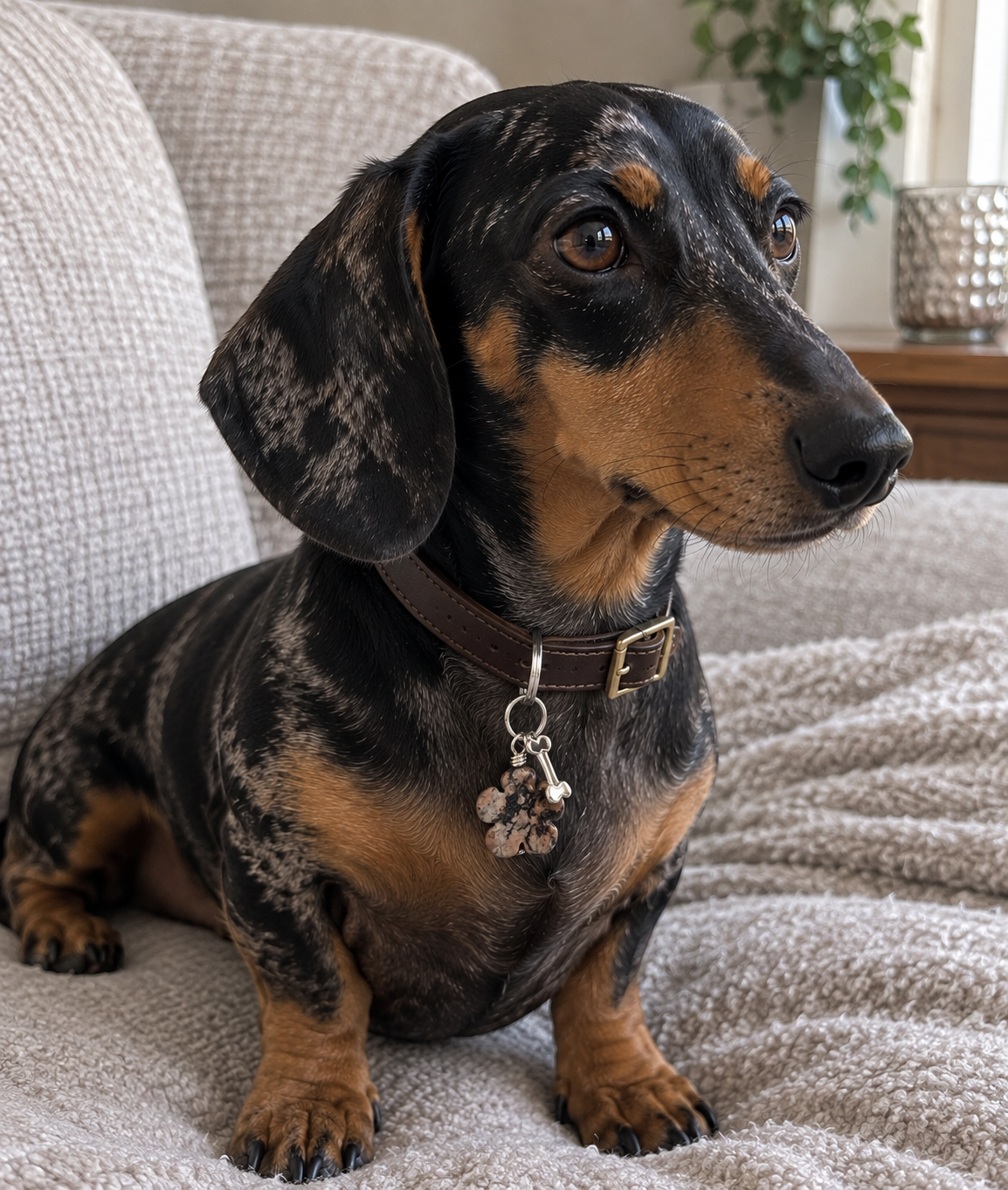Rhodonite soothing dog collar charm - separation anxiety - hyperactivity in dogs