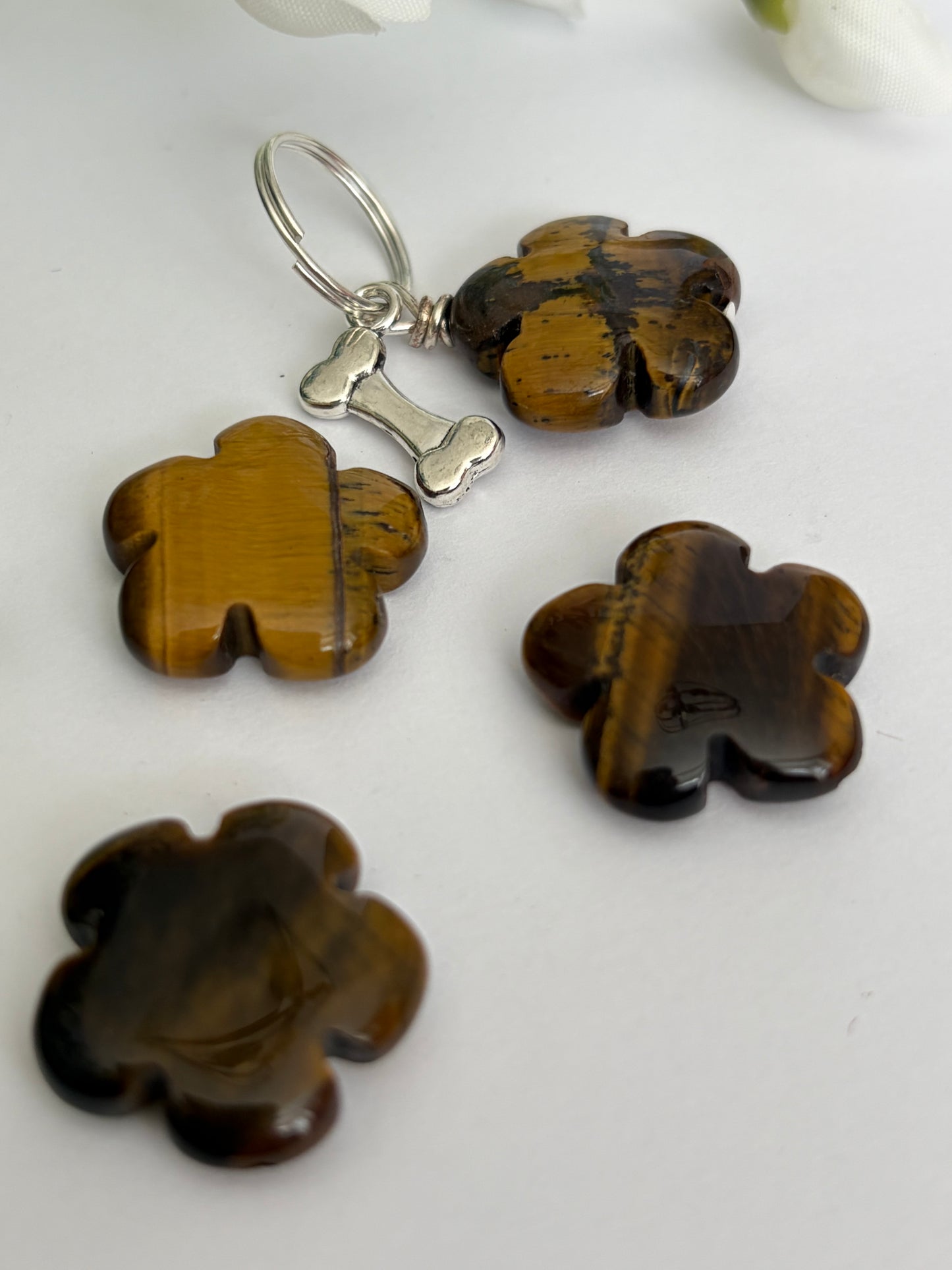 Tigers eye pet tag charm - grounding | uplifting | good luck collar charm for dogs