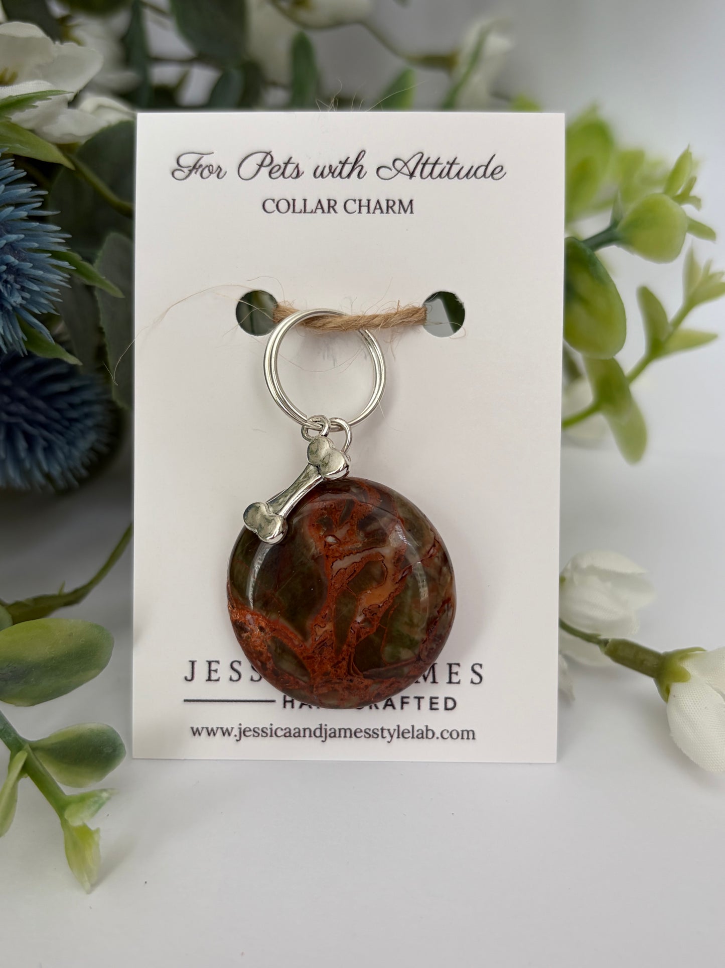 Cherry Creek Jasper XL dog collar charm | calming stones for dogs | nervousness and reactivity