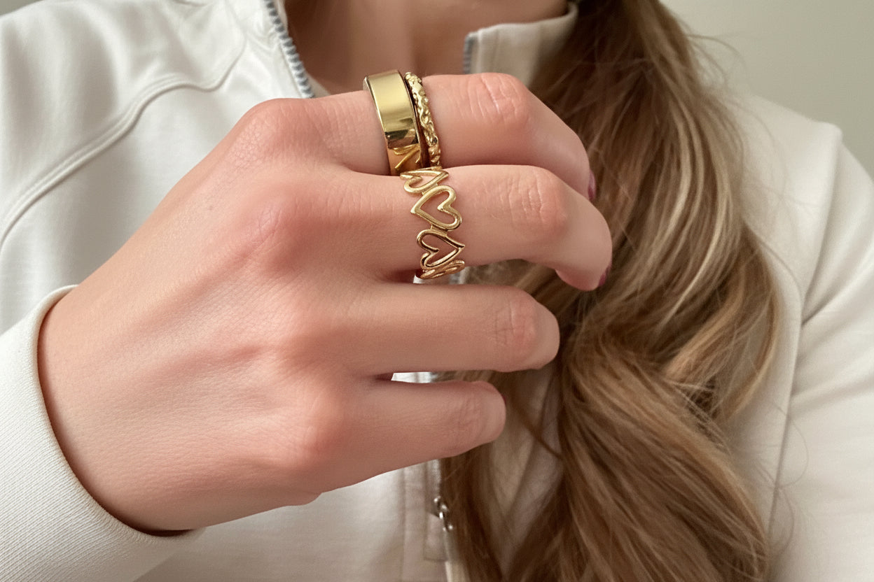 Adjustable heart ring - all the hearts